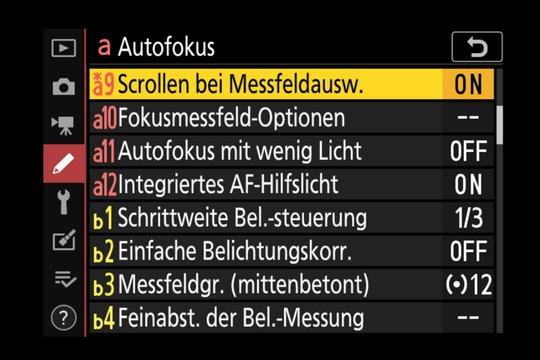 Nikon Z 7 Menüsystem: Die Autofokus-Parameter haben allein schon 12 Unterpunkte. Seite 2.