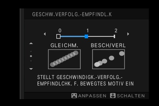 Parameter 2. Beschleunigungserfassung: Wie empfindlich reagiert die Verfolgung auf Änderung der Geschwindigkeit des Objekts?