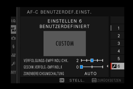 Einstellung 6: Frei programmierbar; Anwender können alle drei Parameter selbst bestimmen. 