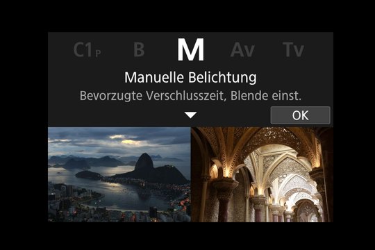 Wahlrad-Symbol M, Manuelle Belichtung.