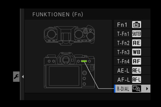 Funktionsbestimmung des hinteren Drehrades.