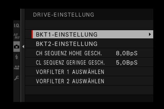 Voreinstellungen für das Drehrad.