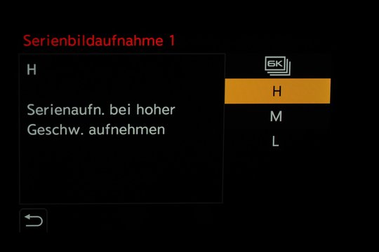 Auswahl für Serienbildaufnahme 1.