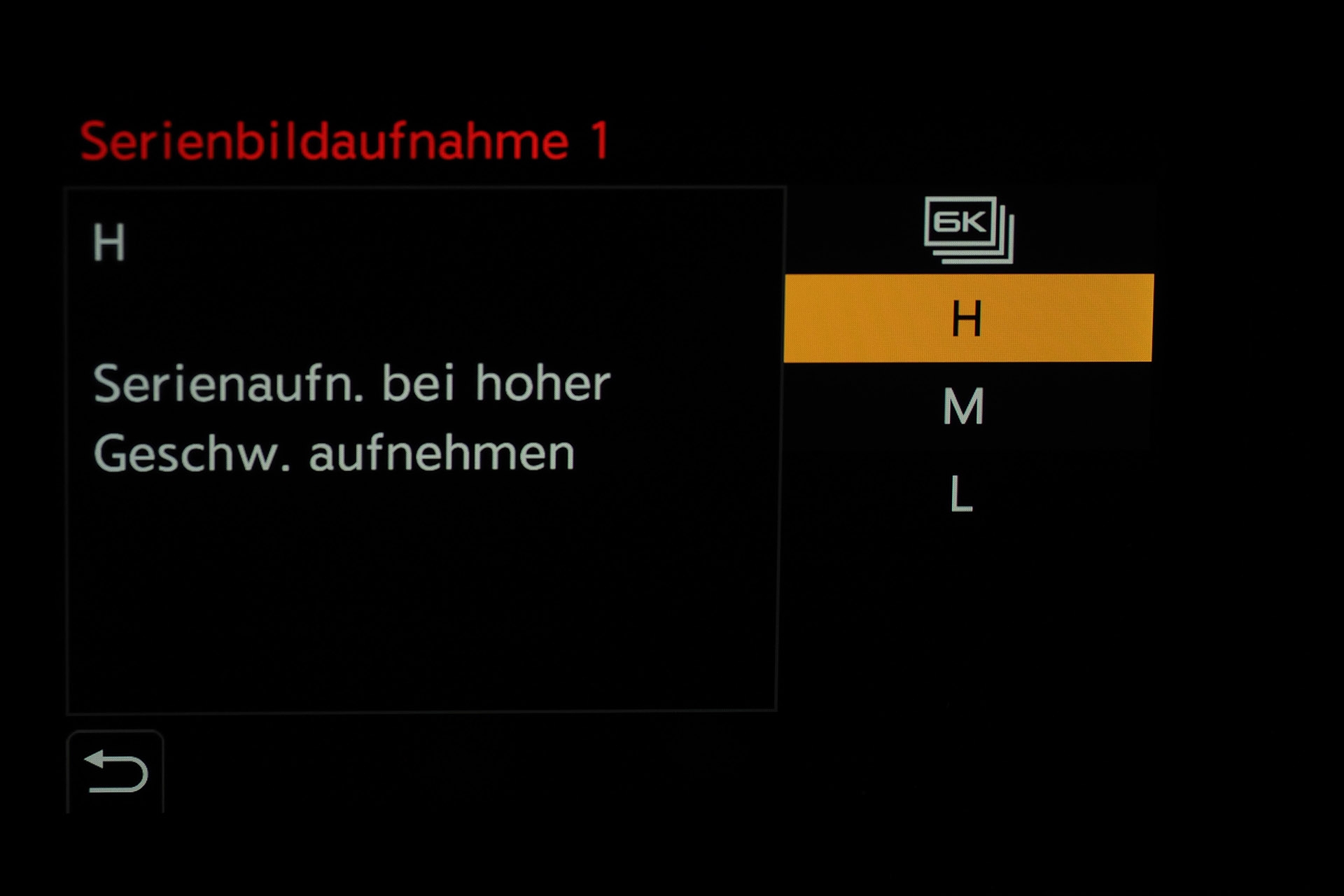 Auswahl für Serienbildaufnahme 1.