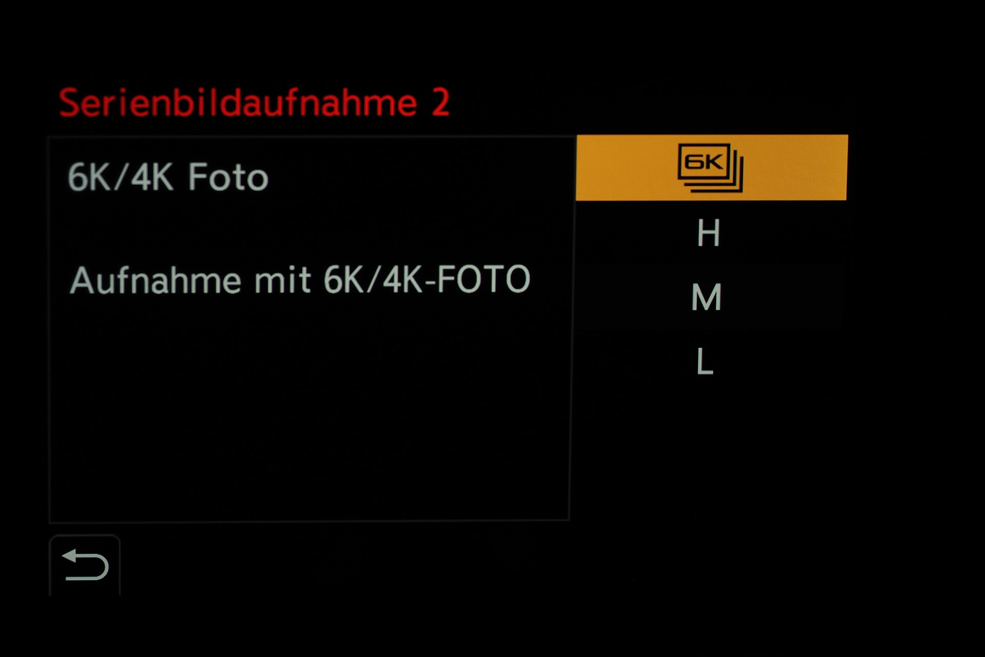 Auswahl für Serienbildaufnahme 2.