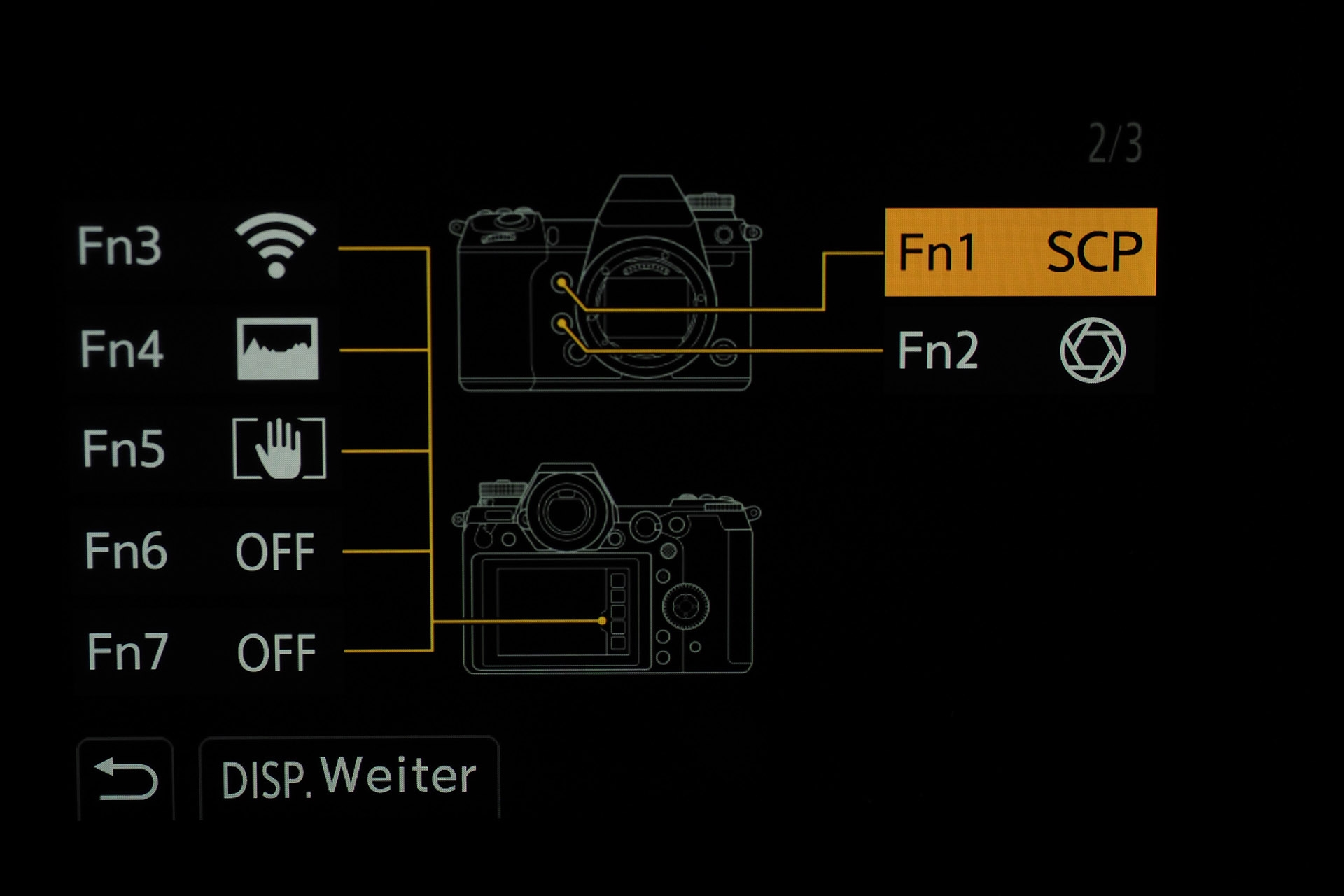 Tasten anpassen, Menü 2, Touch-Symbole am Bildschirm.