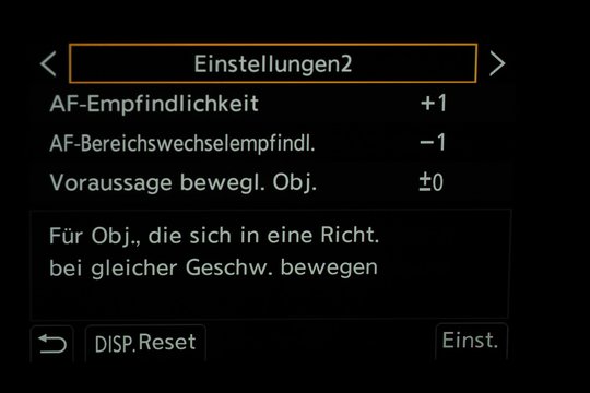 AF-C-Einstellungen 2, gleiche Richtung und Geschwindigkeit.