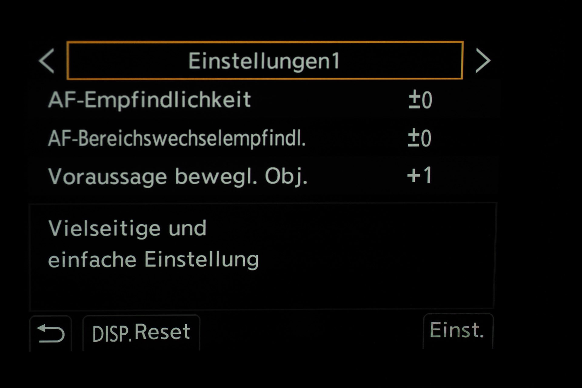 AF-C-Einstellungen 1, allgemein.