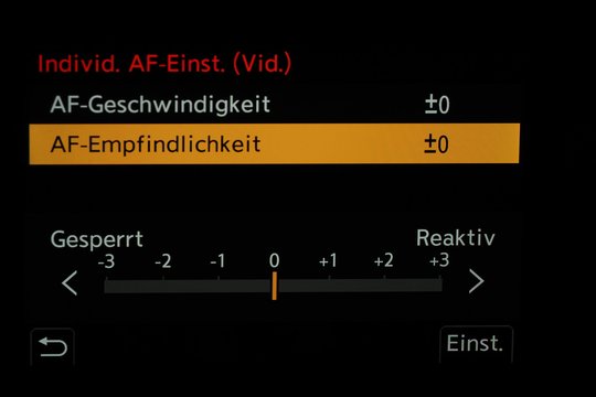 AF-C-Empfindlichkeit bei Video.