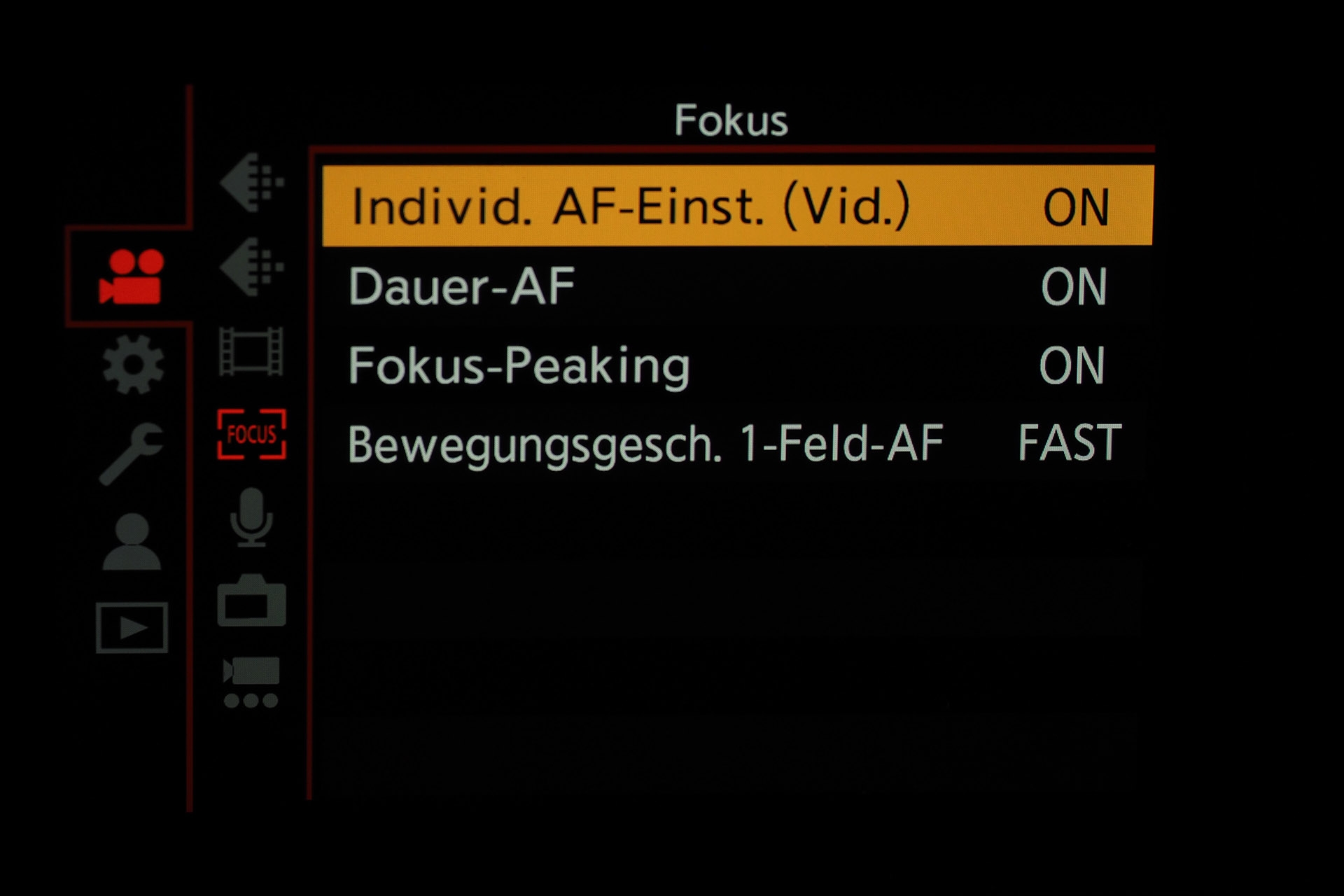 Individueller AF-C bei Video.