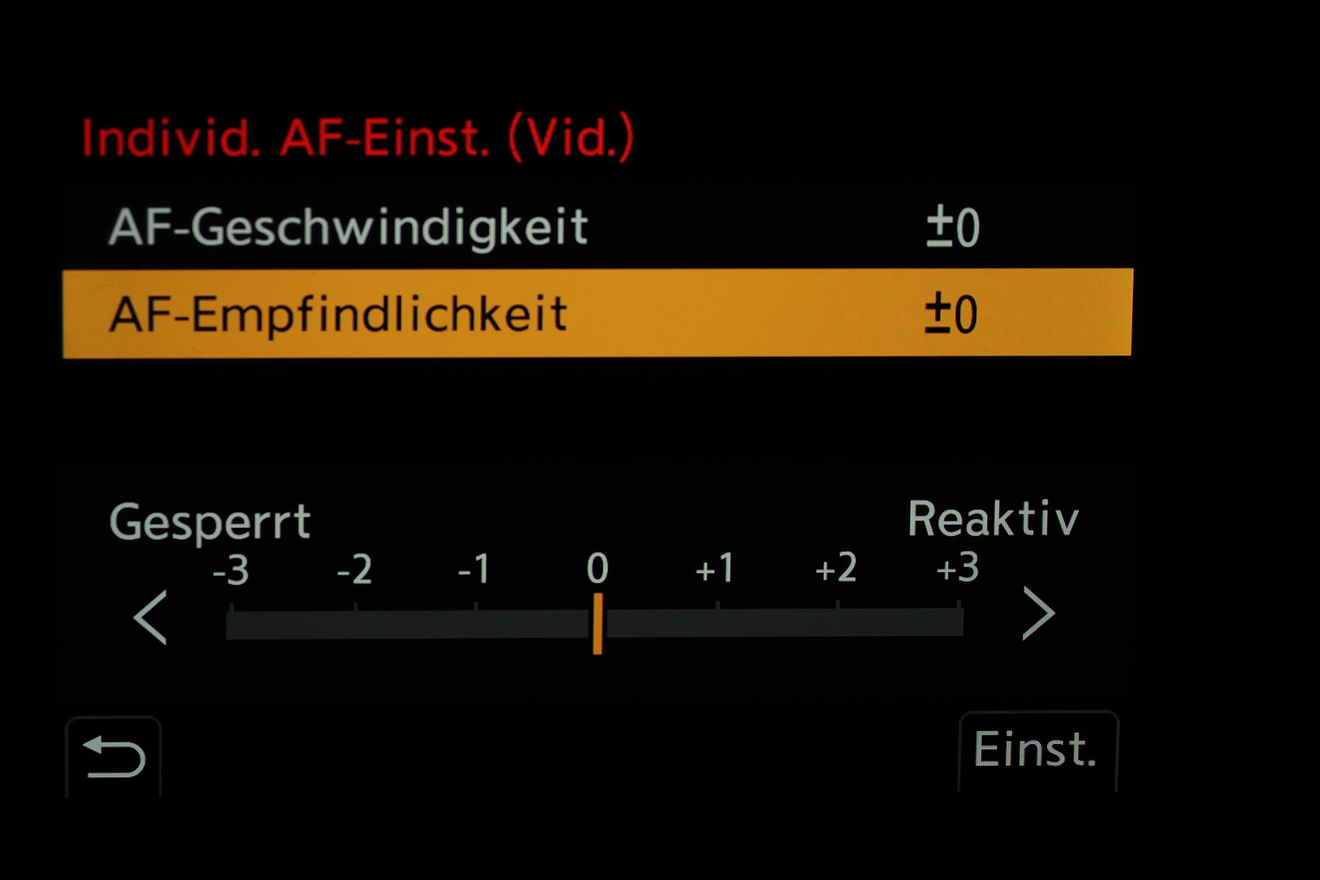 AF-C-Empfindlichkeit bei Video.