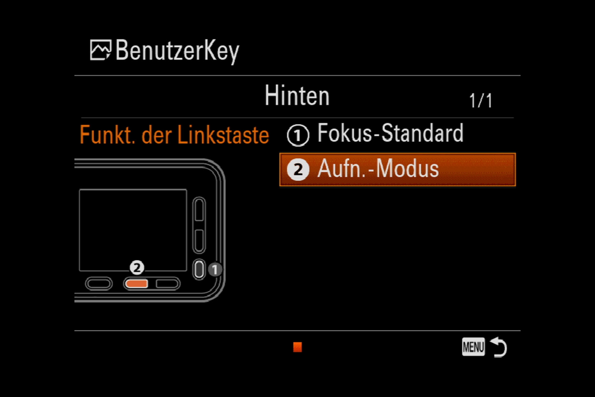 Auswahl der Benutzertaste.