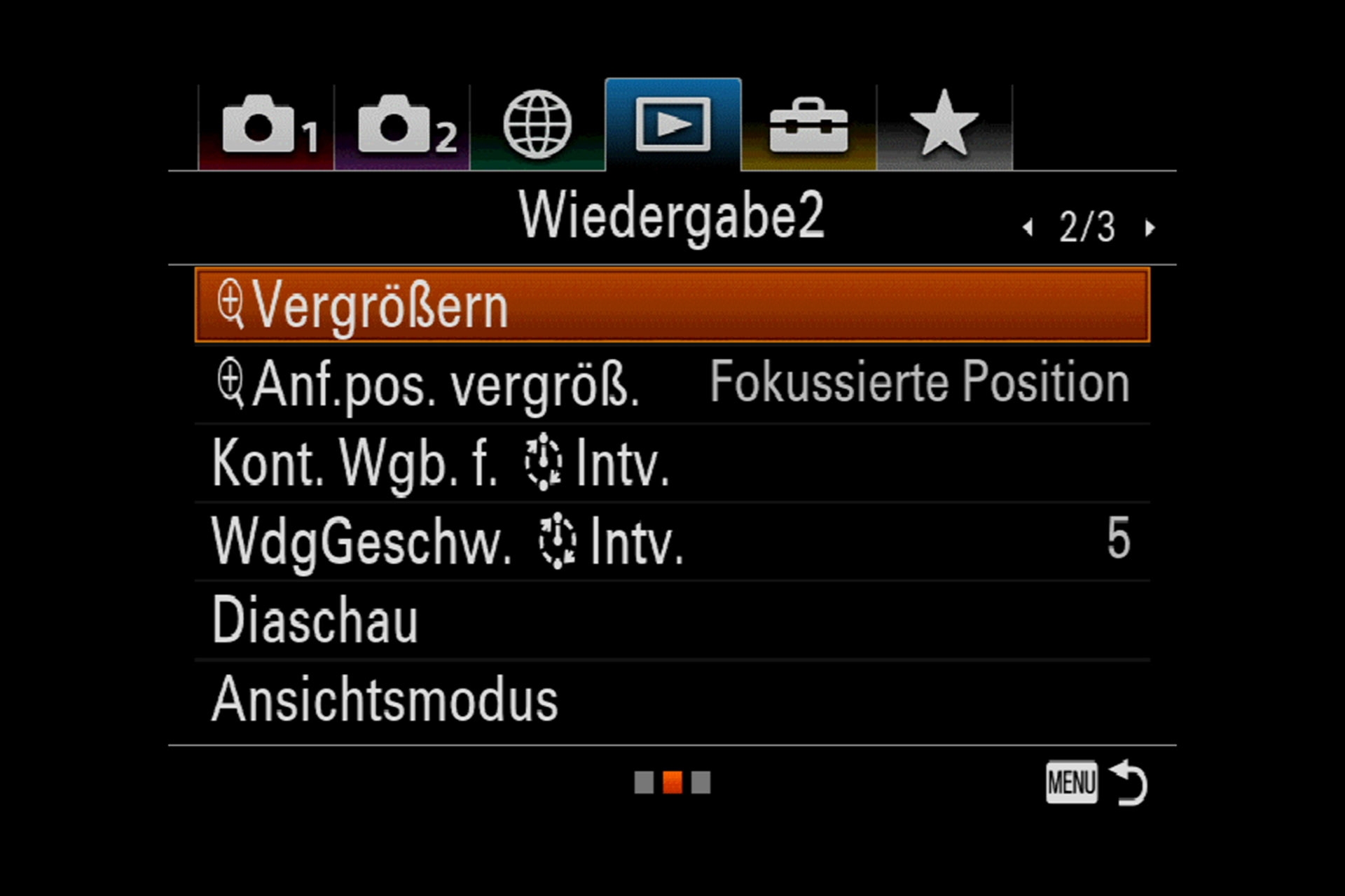 Wiedergabe 2 Menü.