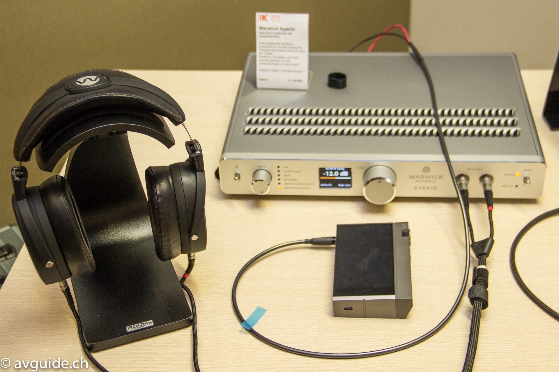 Die Speerspitze: Astell& Kern Kann-Audioplayer als Quelle für die Warwick Aperio Elektrostaten. Inklusive Preamp für gut 24'000 Franken.