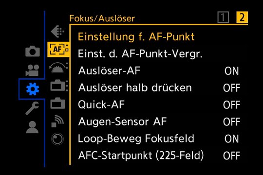 Verschiedene Autofokus-Grundeinstellungen.