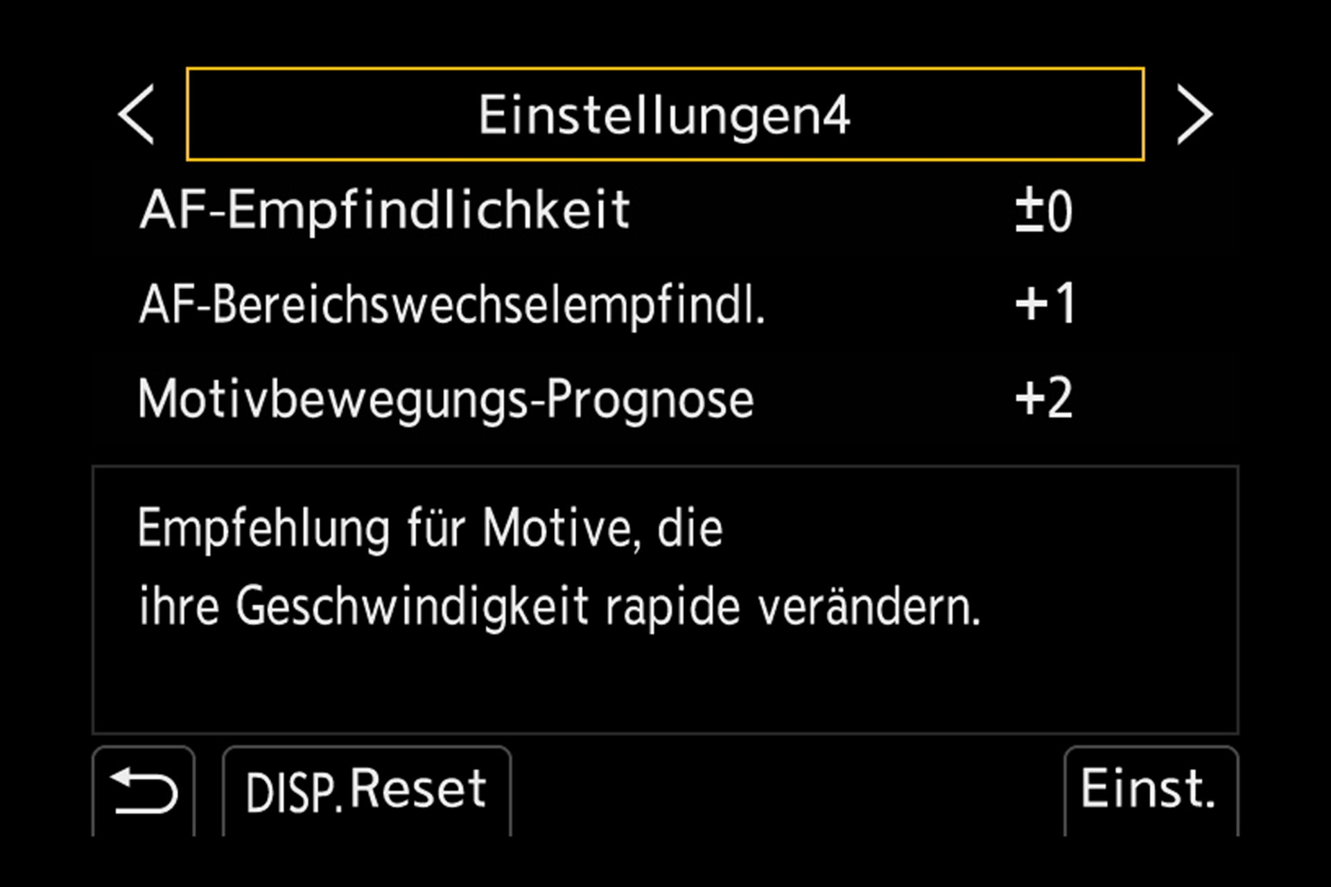 AF-Empfehlungen für schnelle Motive.