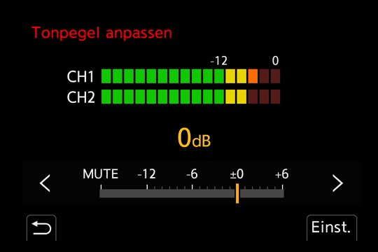 Video-Untermenü; Tonpegel