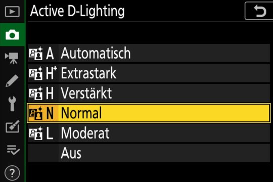 Verschiedene Active D-Lighting Stufen.