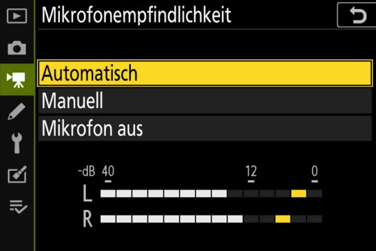 Filmaufnahme; Mikrofoneinstellungen