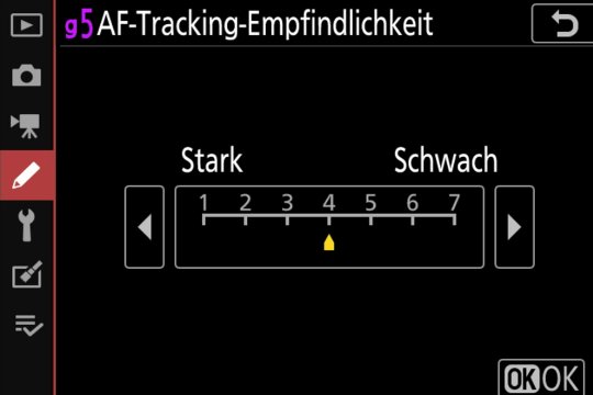 Filmaufnahme; AF-Tracking-Empfindlichkeit
