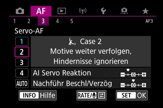 Untermenü Autofokus: Servo-AF-Variante 2.