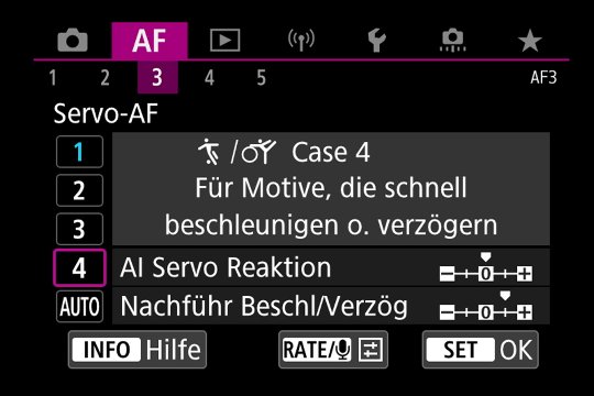 Untermenü Autofokus: Servo-AF-Variante 4.