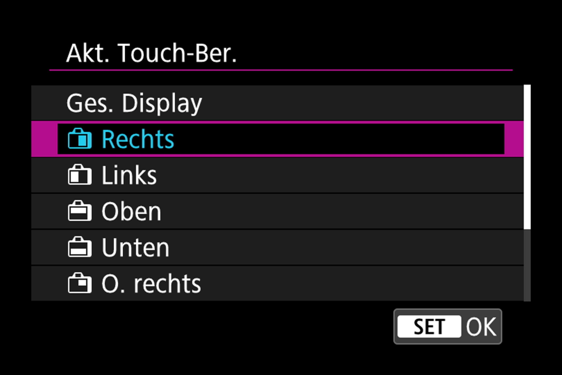 Bestimmen der aktiven Berührungsfläche des Bildschirms.