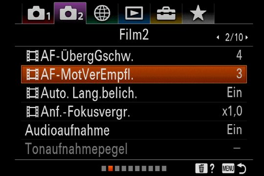Anpassung des AF-Verhaltens beim Filmen.