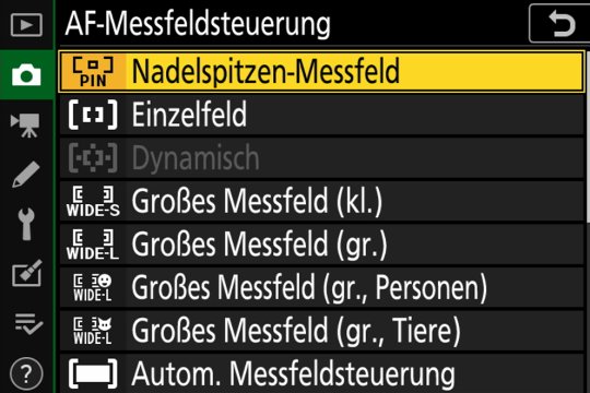 Autofokus-Menü: AF-Messfeldsteuerung 01
