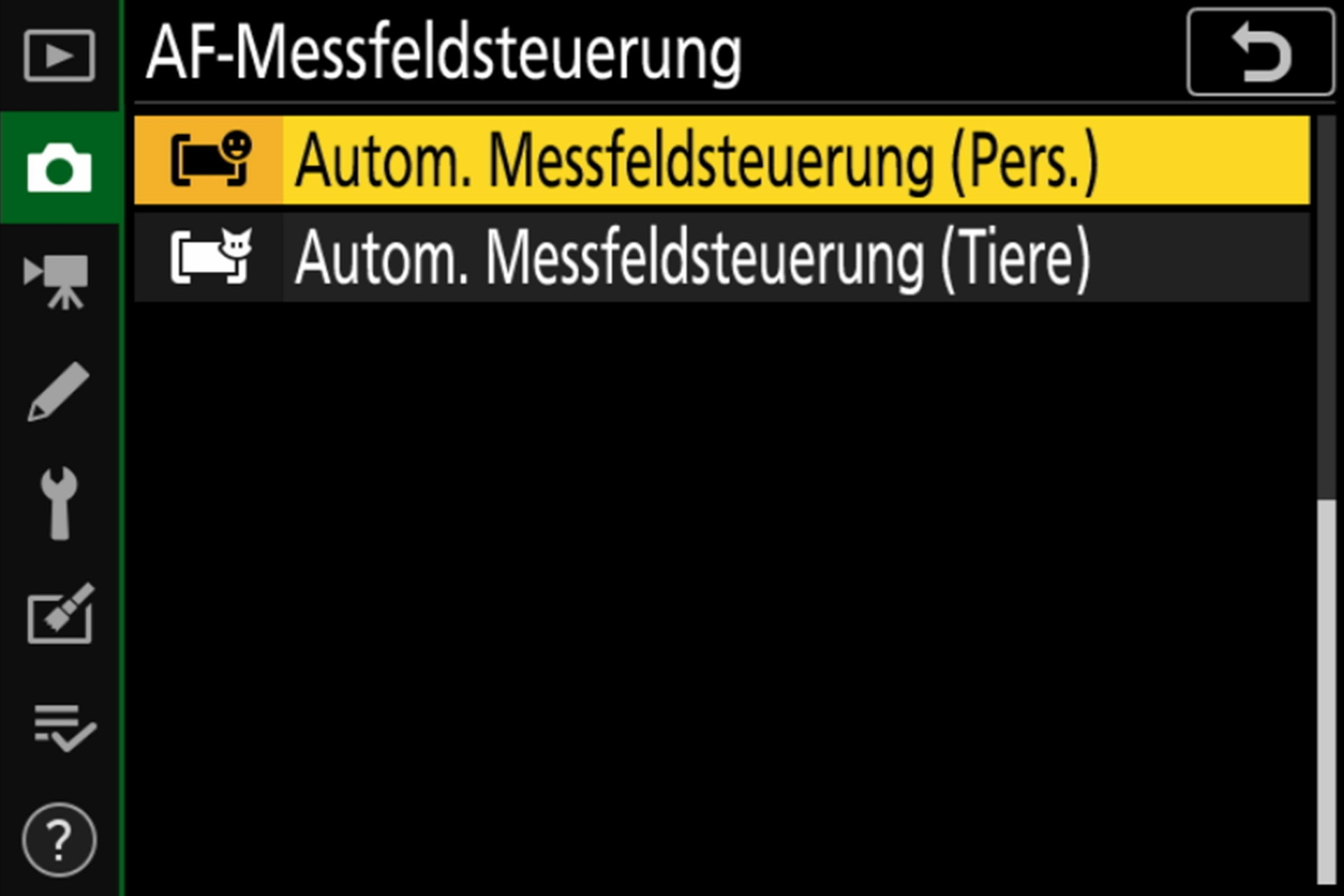 Autofokus-Menü: AF-Messfeldsteuerung 02