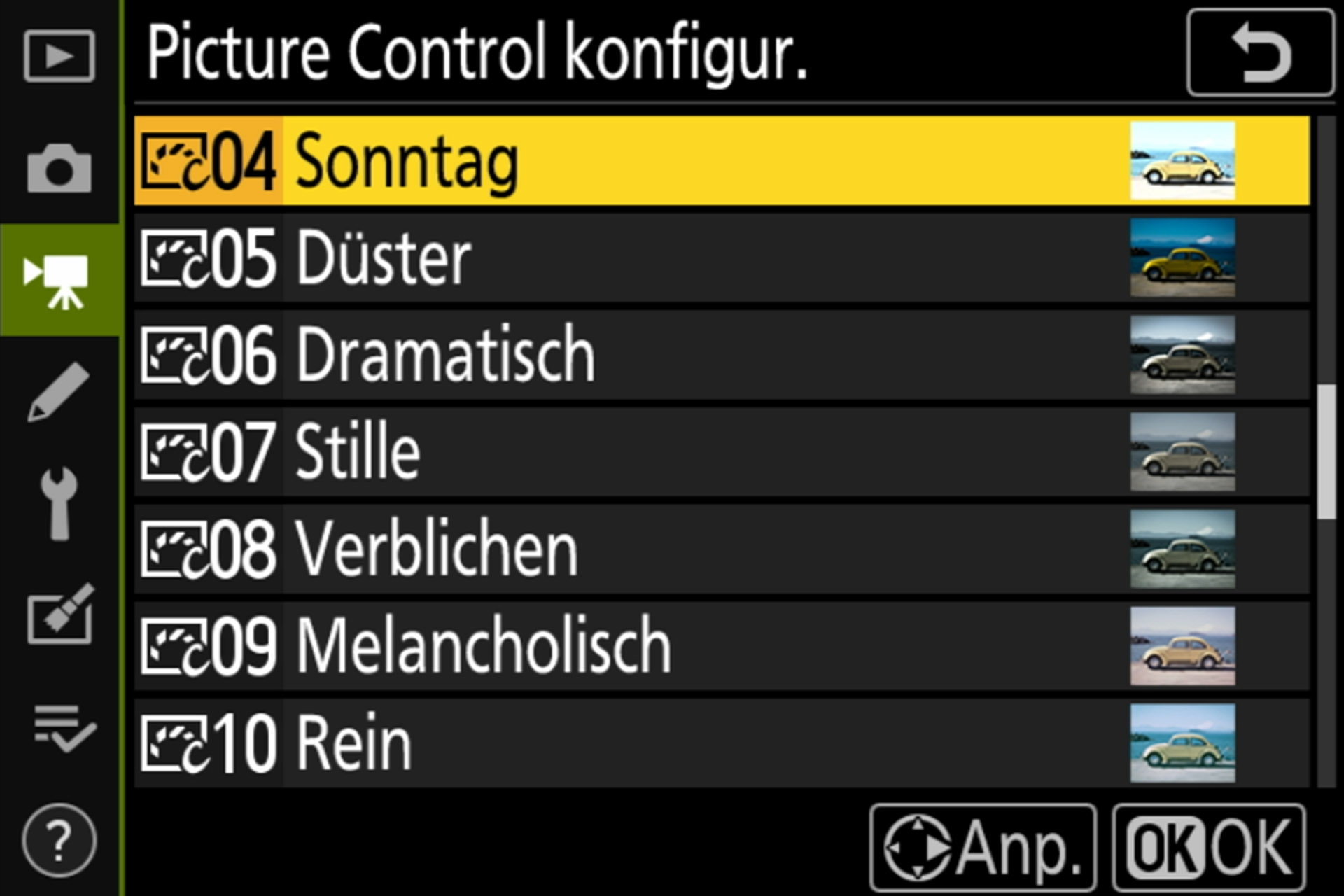 Picture-Control-Menü Seite 3, Creative Picture-Control