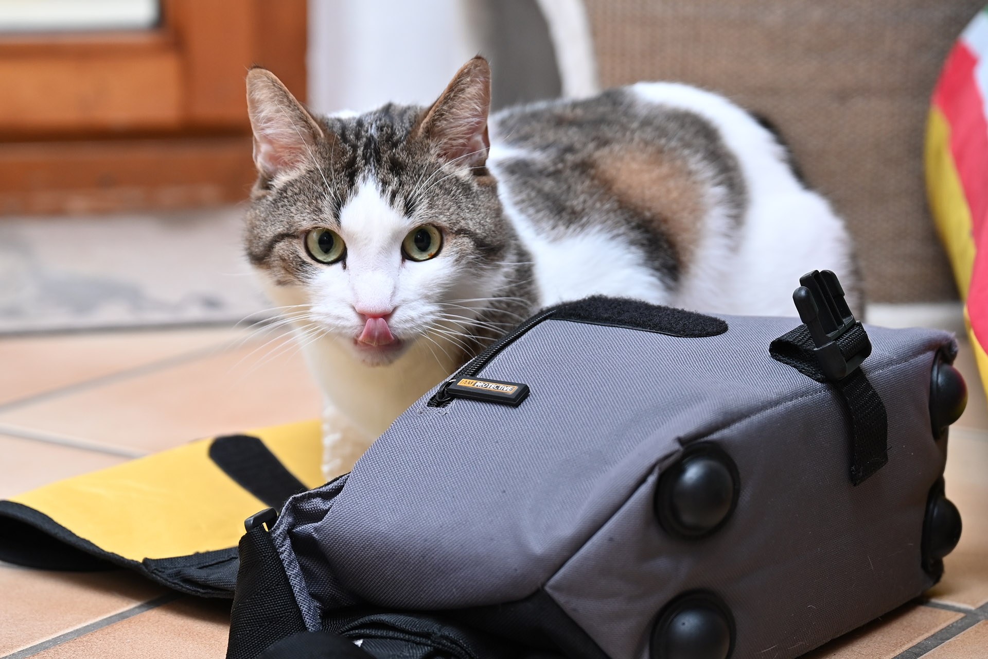 Bw 70 mm, M, 1/50 s, f 3.50, ISO 400, WB Auto, Ausschnitt. Die Nikon-Tasche schnapp ich mir.