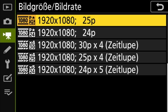 Filmaufnahme; Bildgrössen und Bildraten Seite 2