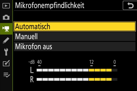 Filmaufnahme; Mikrofoneinstellungen