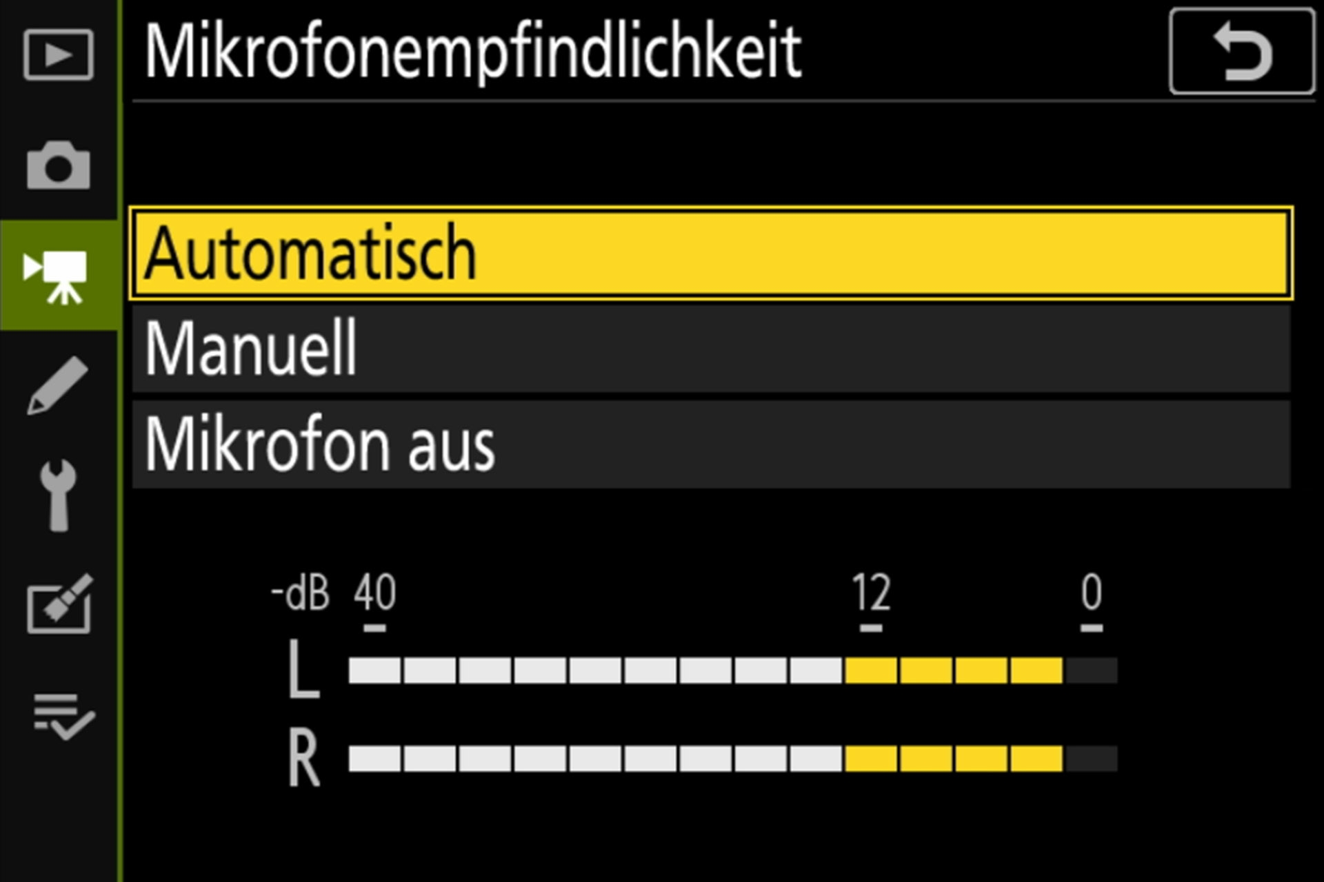 Filmaufnahme; Mikrofoneinstellungen