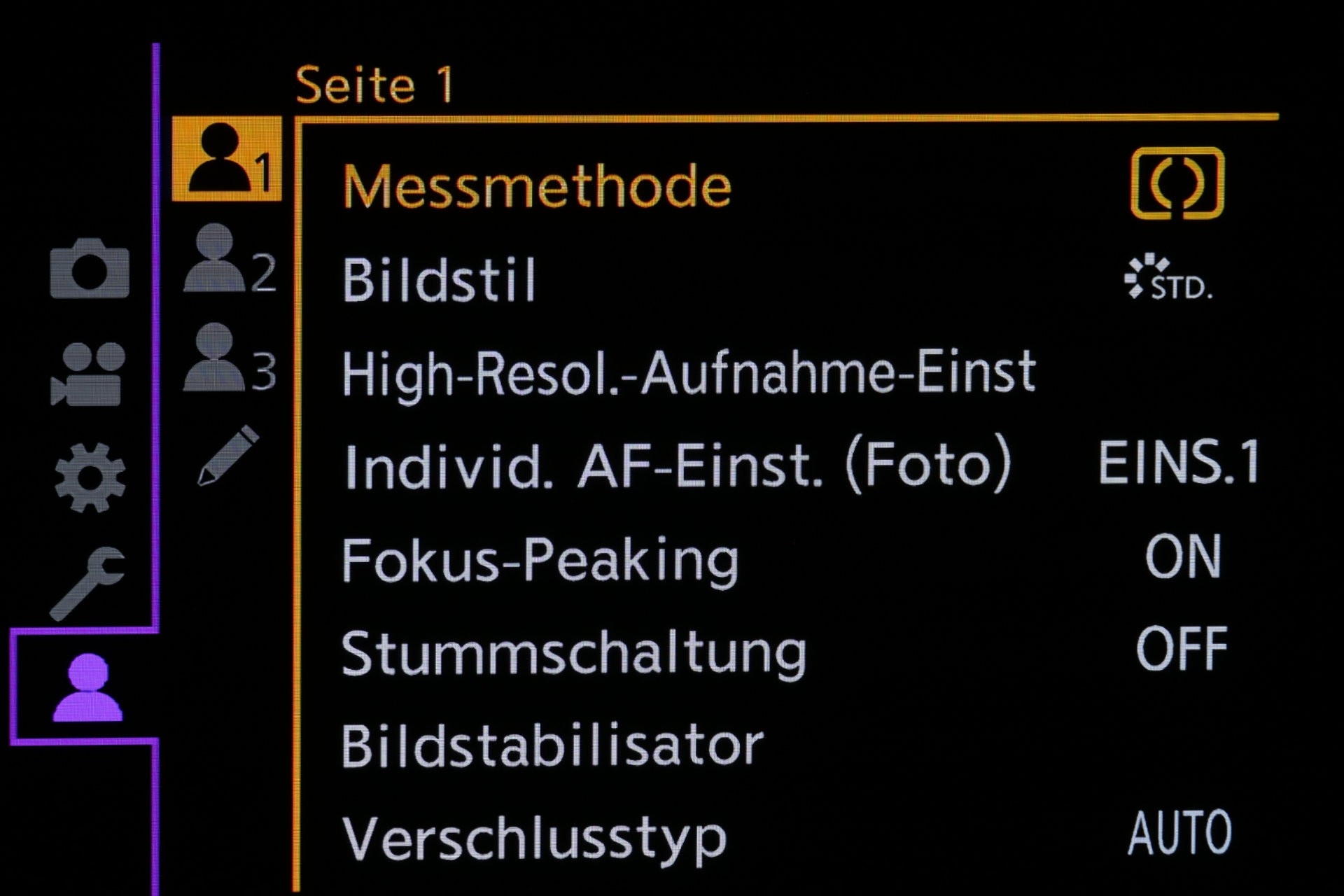 Seite 1, oft benötigte Fotofunktionen.
