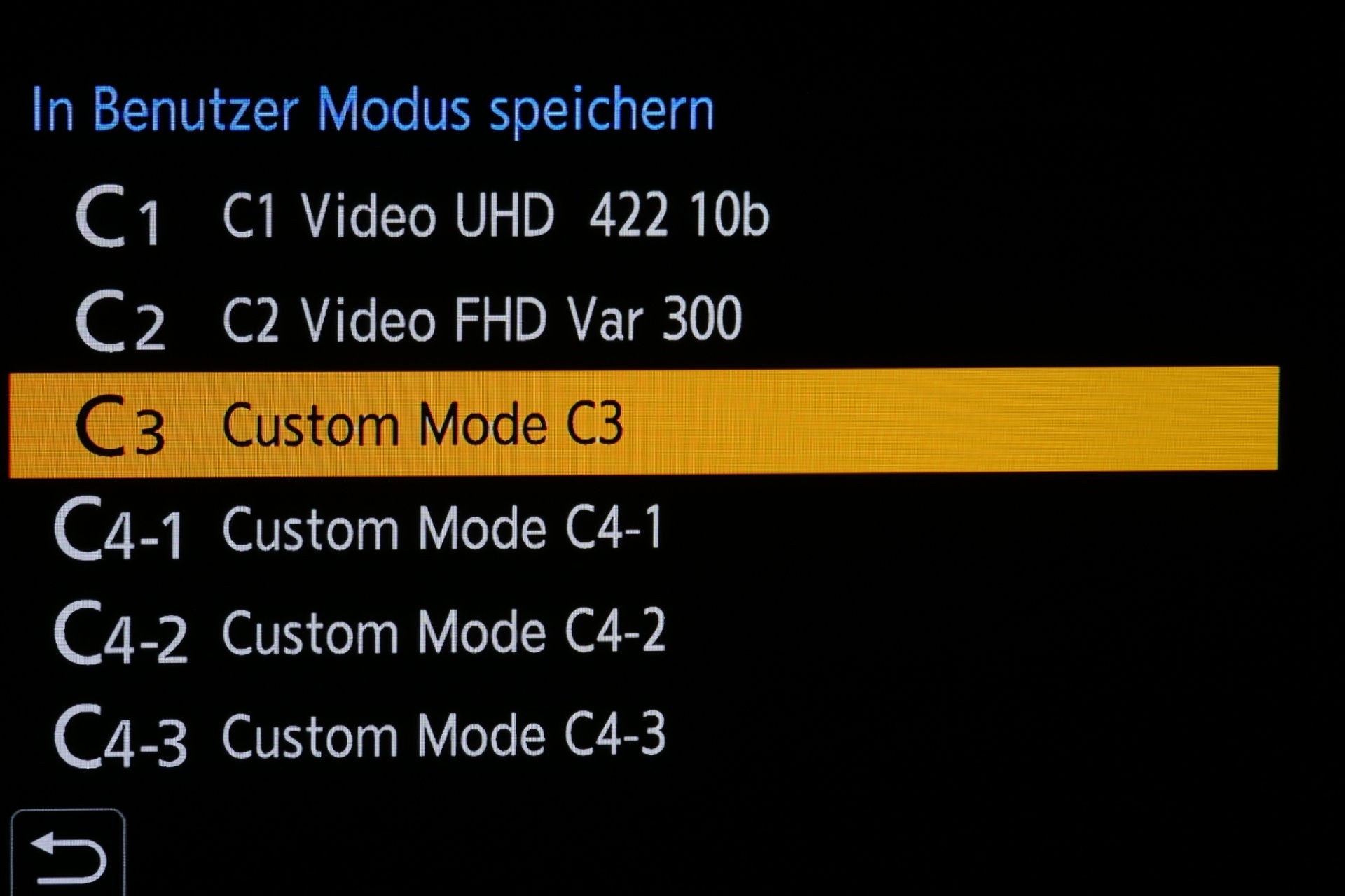 Belegte und umbenannte Benutzerspeicher C1 und C2.