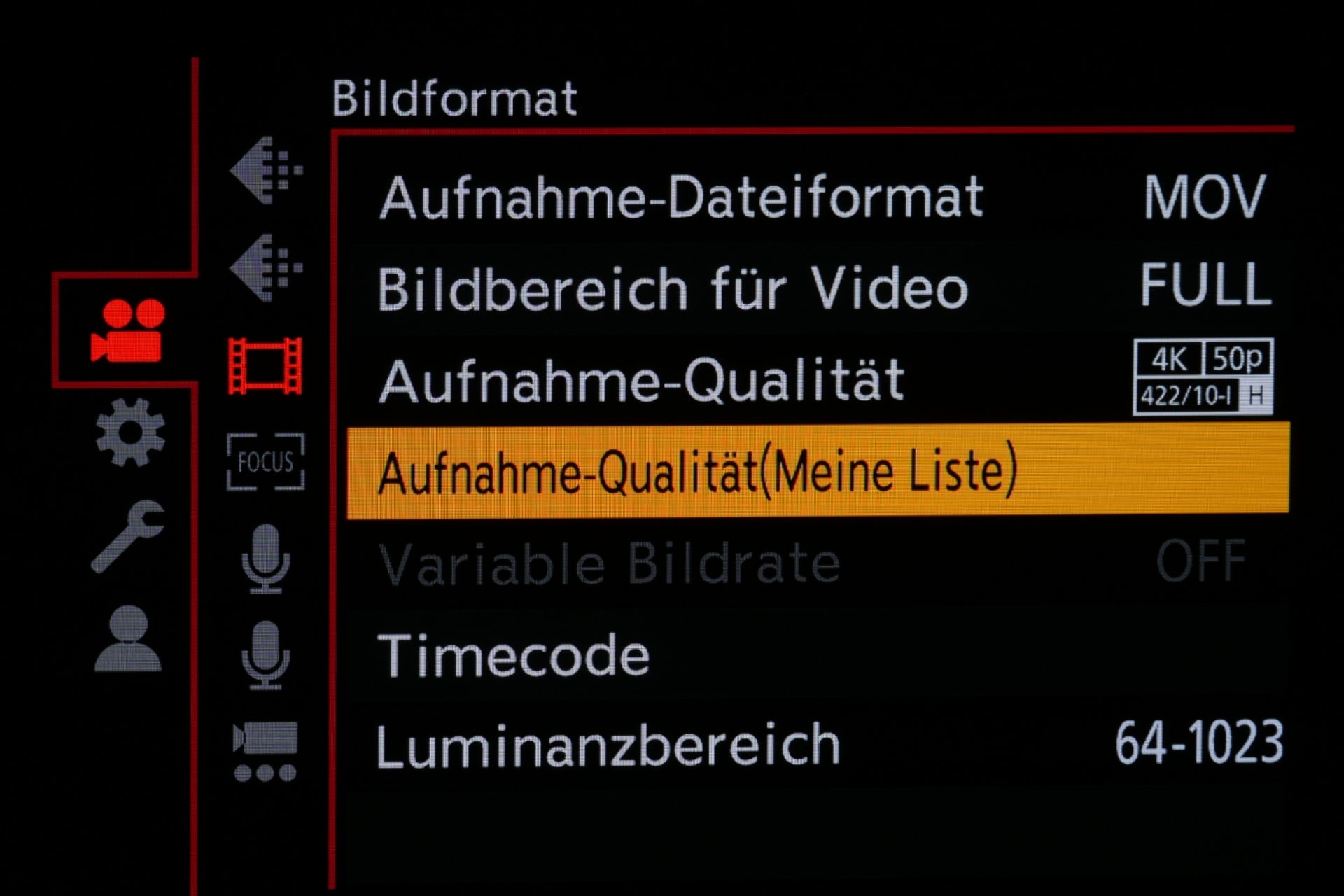 Sammlung oft gewählter Videoformate.