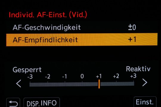 Individuelle AF-Einstellung: AF-Empfindlichkeit.