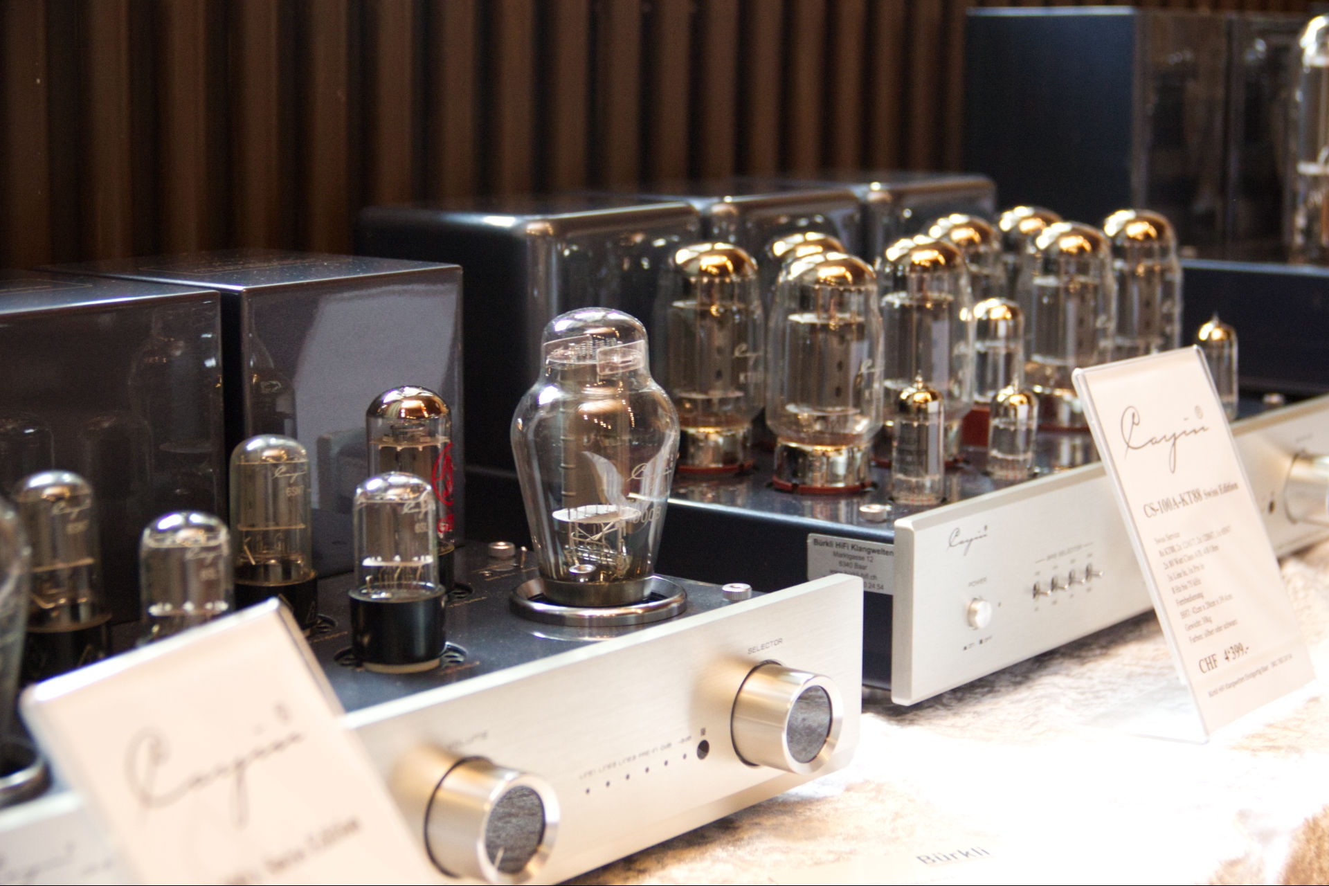 ... vorgeführt von Bürkli HiFi mit den wunderschönen Cayin-Röhrenverstärkern.