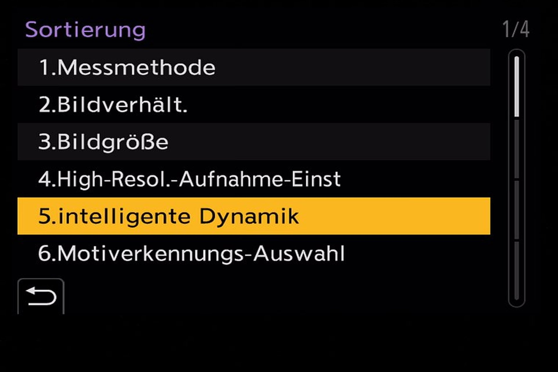 Mein Menü: Sortierung der Einträge