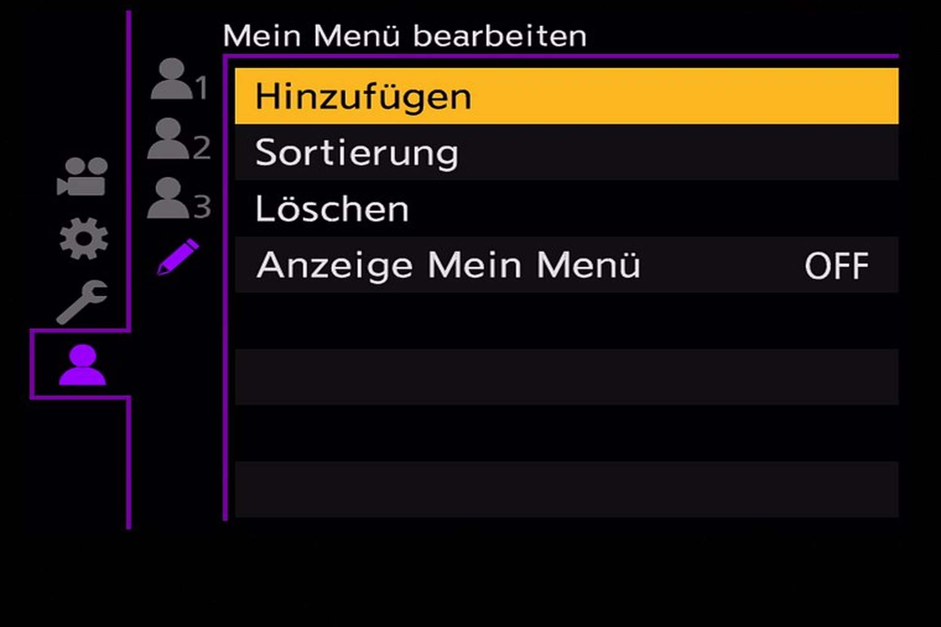 Mein Menü bearbeiten