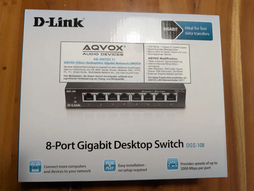 AQVOX AQ-Switch-8 Audiophiler Netzwerk-Switch