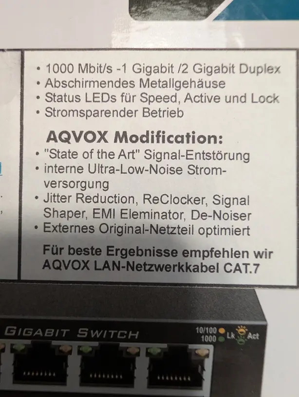 AQVOX AQ-Switch-8 Audiophiler Netzwerk-Switch