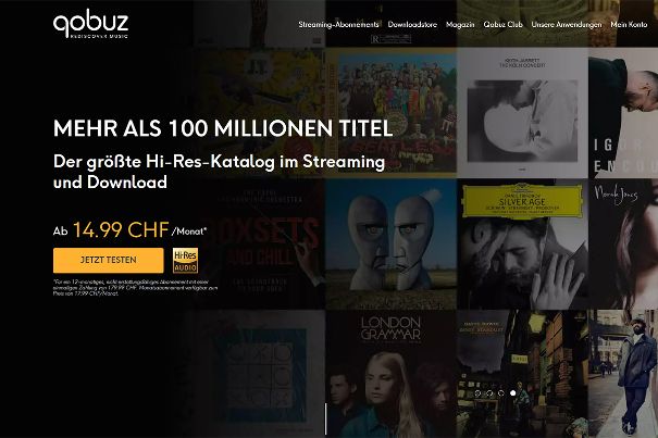 Qobuz setzt auf ein grosses Angebot an HiRes-Alben und ein Magazin mit Hintergrundinformationen.