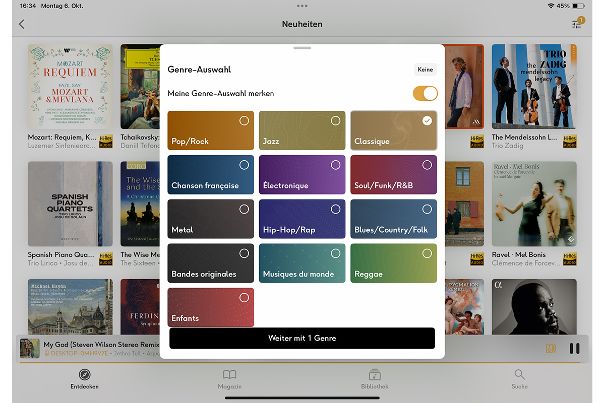 Bei Qobuz sind die Filter ein starkes Werkzeug zur individuellen Anzeige des oder der bevorzugten Genres.