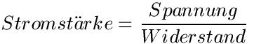Formel für Stromstärke.