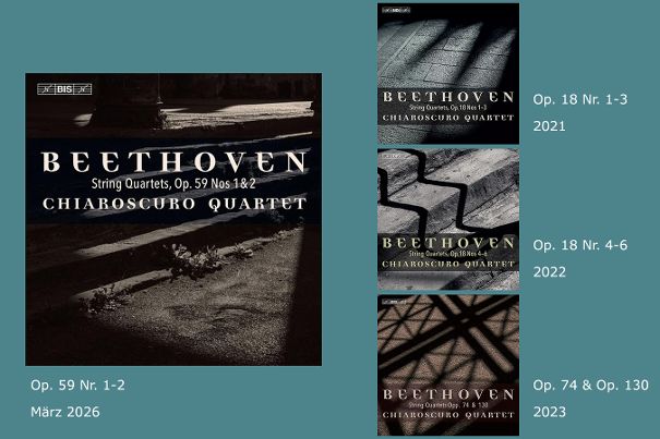Komplette Werkeinspielungen erfolgen beim Chiaroscuro Quartet über die Zeit. Beeindruckend ist auch die Reihe mit Haydn-Quartetten, aber auch Schuberts Meisterwerk «Der Tod und das Mädchen» oder Mozarts drei Preussische Quartette.