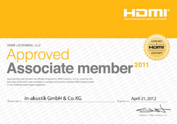 Alle zertifizierten Produkte sind mit dem offiziellen „Approved HDMI Associate“ Logo gekennzeichnet. 