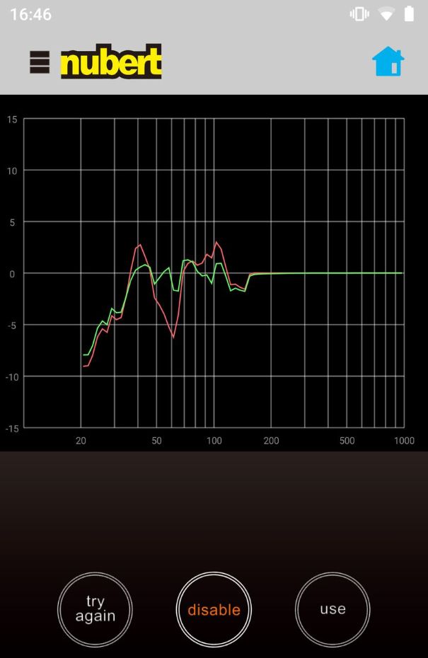 Ergebnis einer Raumkorrektur mit der X-Remote-App von Nubert.